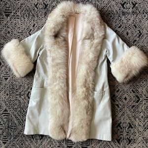 [SOLD] VINTAGE Cream White Leather Jacket open size